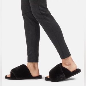 Sorel Women's Go Mail Run Faux Fur Slide Slippers Black NIB Sz 10 MSRP $90